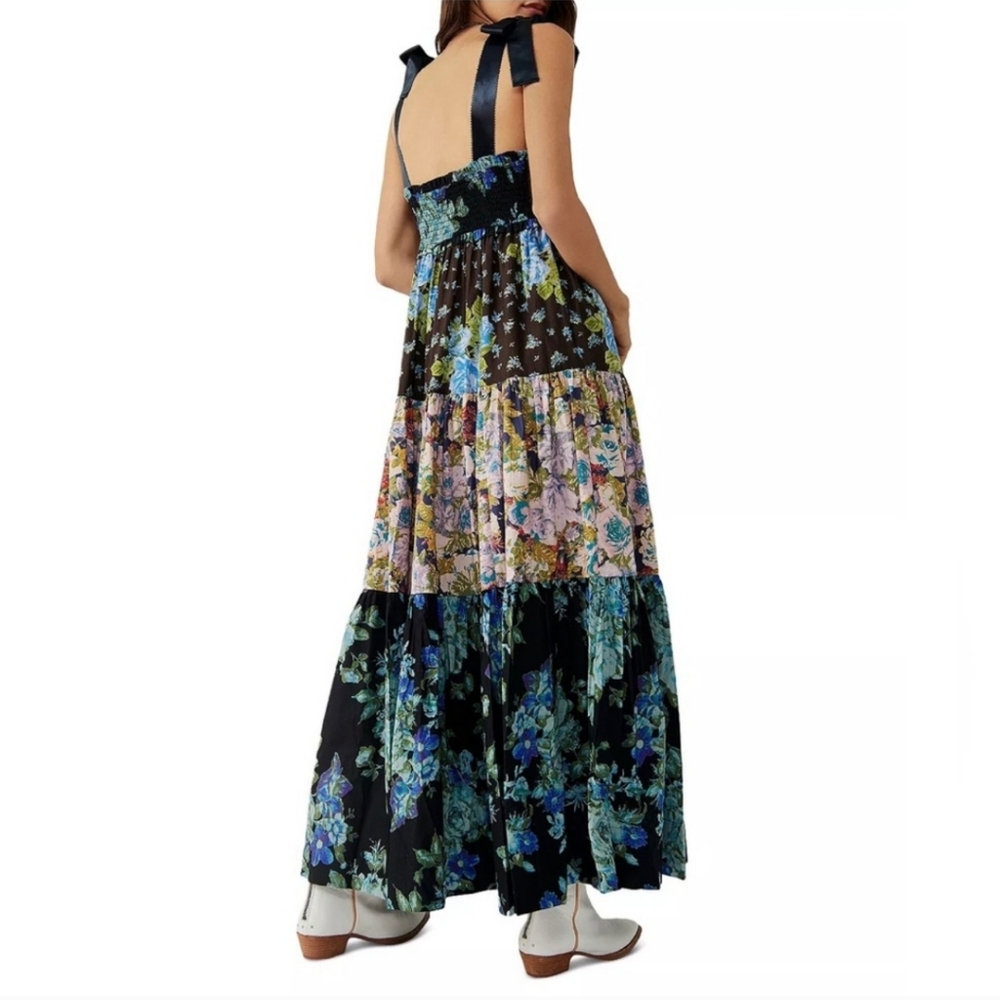 Free People Bluebell Floral Maxi Dress Womens Large Cool Combo